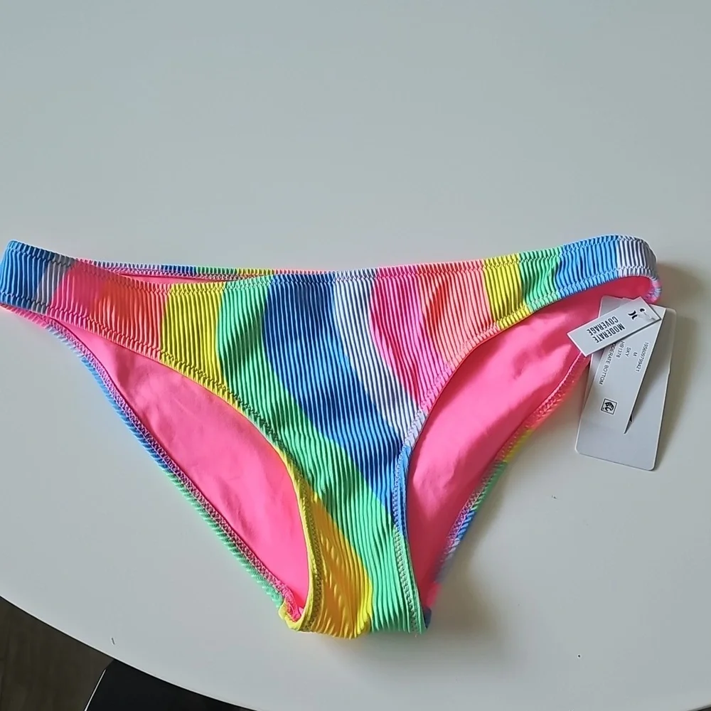 NWT Hurley Soft Waves Ribbed Neon Colorful Swim Bottom